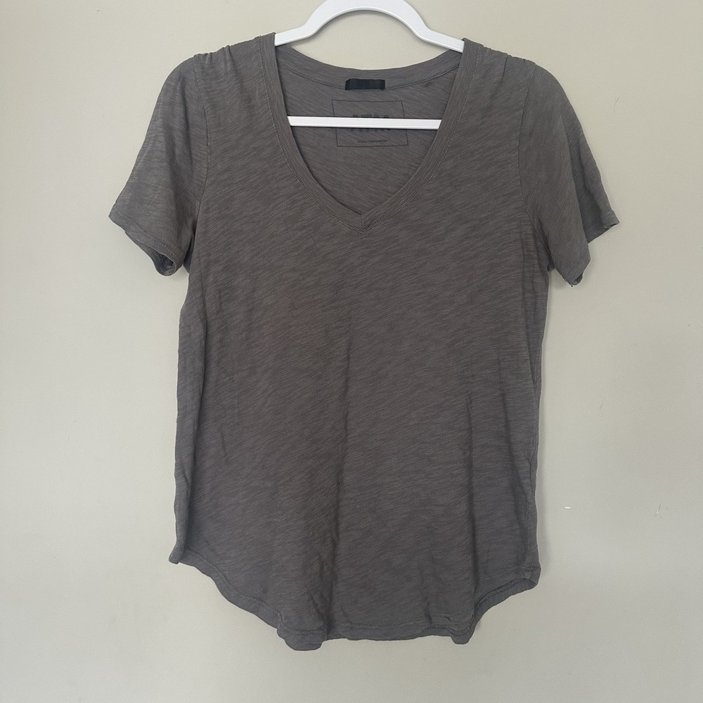 ATM Anthony Thomas Melillo Gray Slub Casual Minimalist V-Neck Tee Women's M